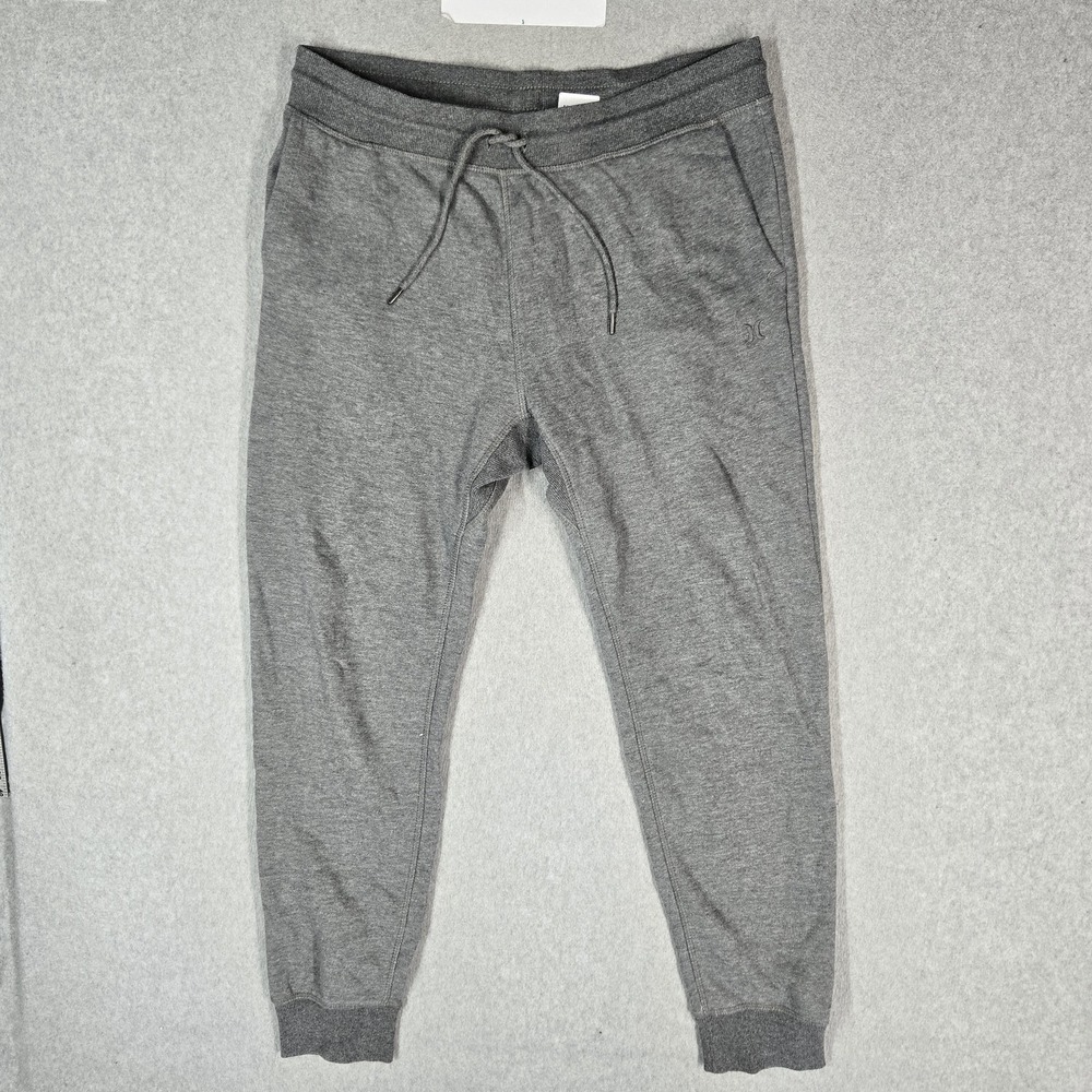 Hurley Men Pants L Gray Sweatpants Fleece Jogger Logo 28.5"‎ Inseam Stretch